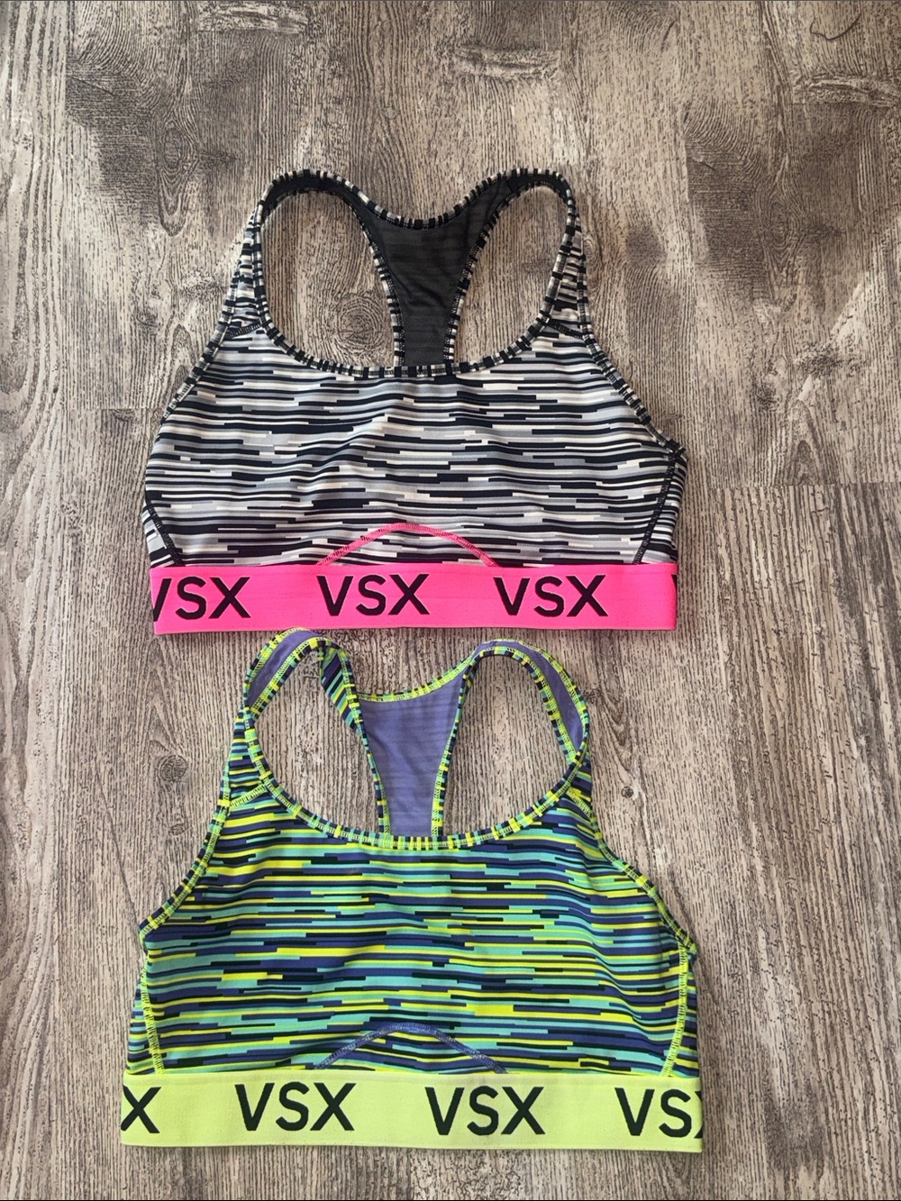 VSX Racerback Sports Bras - Neon Yellow/Green & Hot Pink/Black